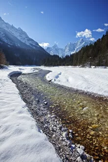 Velika Pisnca River in winter, Kranjska Gora, Triglavski National Park, Julian Alps