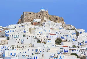 Venetian castle and the whitewashed houses of the Chora, Astypalea, Dodecanese Islands