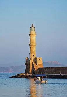 Venetian Lighthouse at sunrise, City of Chania, Crete, Greece