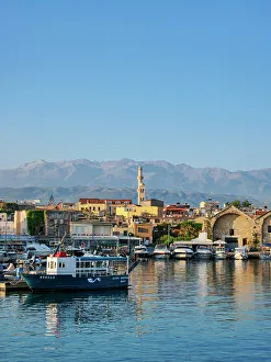 Yacht Prints: Venetian Shipyards and Old Town Marina at sunrise, City of Chania, Crete, Greece