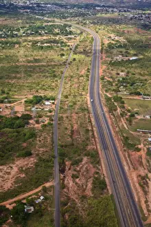 Highways Prints: Venezuela, Aerial view of Ciudad Bolivar to Canaima highway