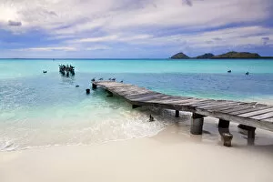 Images Dated 8th February 2011: Venezuela, Archipelago Los Roques National Park, Pier on Madrisque Island