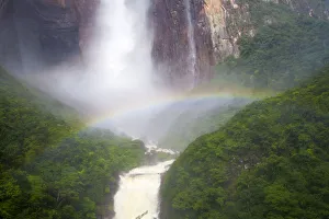 Venezuela, Guayana, Canaima National Park, View of Angel Falls from Mirador Laime