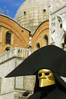 Continental Gallery: Venice Carnival People in Costumes and Masks outside