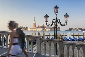 Two People Prints: Venice, Island of San Giorgio view from a bridge in the Riva degli Schiavoni. Veneto