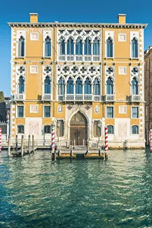 Palazzo Prints: Venice, Veneto, Italy. Gothic waterfront of Palazzo Cavalli-Franchetti