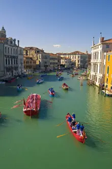Venice, Veneto, Italy. Historical regatta event on the Grand Canal