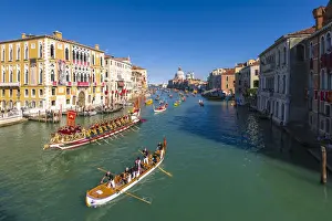 Venice, Veneto, Italy. Historical regatta event on the Grand Canal