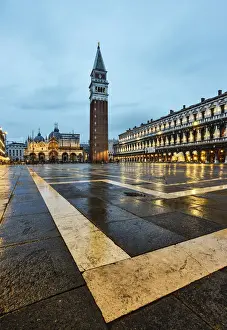 Street Lights Prints: Venice, Veneto, Italy. The iconic Saint Mark Square illuminated
