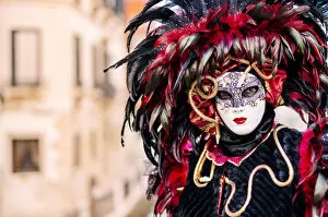 Images Dated 21st March 2019: Venice, Veneto, Italy; A masked character in the city during Carnival