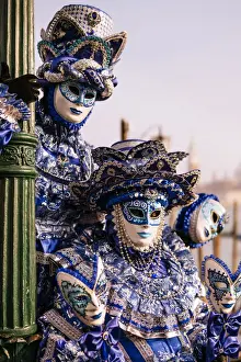 St Mark Square Prints: Venice, Veneto, Italy; A masked character in the city during Carnival