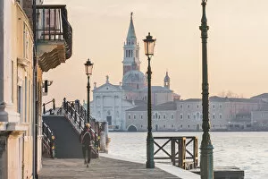 Venice, Veneto, Italy. San Giorgio Maggiore from the waterfront in Dorsoduro
