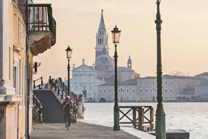 Street Lamp Prints: Venice, Veneto, Italy. San Giorgio Maggiore from the waterfront in Dorsoduro