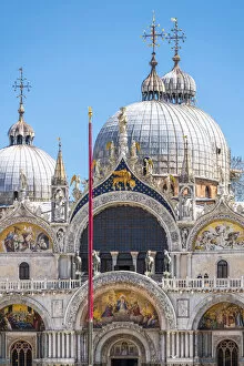 Images Dated 25th May 2022: Venice, Veneto, Italy. St Mark Basilica Church, facade