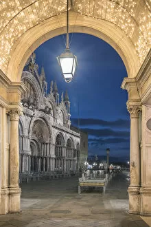 Venice, Veneto, Italy. St Marks Basilica at dusk