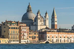 Images Dated 6th February 2018: Venice, Veneto, Italy. St Marks Campanile and Salute (St Mary of Health)