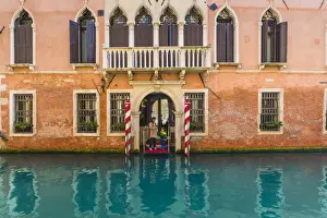 Children Prints: Venice, Veneto, Italy. Tourists on the pier of a Waterfront palace hotel