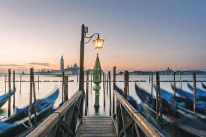 Images Dated 21st January 2018: Venice, Veneto, Italy. Waterfront in Riva degli Schiavoni at sunrise