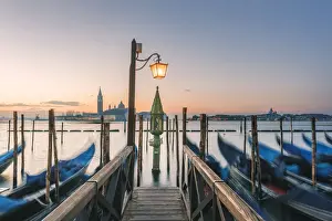 Venice, Veneto, Italy. Waterfront in Riva degli Schiavoni at sunrise