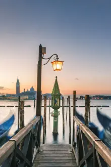 Venice, Veneto, Italy. Waterfront in Riva degli Schiavoni at sunrise