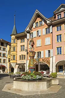 Images Dated 5th November 2018: Venner fountain at the Ring of the old town, Biel, Bern, Switzerland