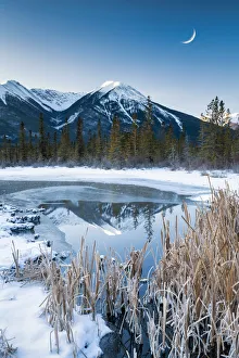 Crescent Prints: Vermilion Lake Reflections in Winter, Banff, Alberta, Canada