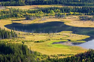 Images Dated 20th April 2023: Vermilion Lakes from lookout on Mt. Norquay, Banff National Park, Alberta, Canada