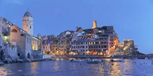 Images Dated 25th May 2021: Vernazza village at dusk, Vernazza, Cinque Terre, Liguria, Italy