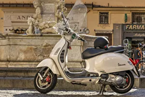 Vespa scooter parked in Amalfi, Campania, Italy