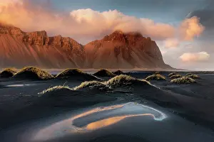Southeast Iceland Prints: Vestrahorn mountain bathed in evening light