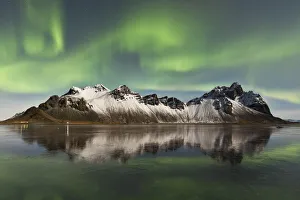 Artic Prints: Vestrahorn mountain and the Northen Lights, Stokksnes, Hofn, Eastern Iceland, Iceland