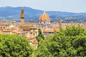 Images Dated 18th July 2018: Vew of Cathedral of Saint Mary of the Flower and Palazzo Vecchio from Bardini gardens