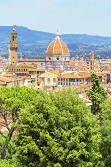 Vew of Cathedral of Saint Mary of the Flower and Palazzo Vecchio from Bardini gardens
