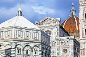 Images Dated 18th July 2018: Vew of Saint Mary of the Flower Cathedral, Giottos Campanile and Brunelleschi s