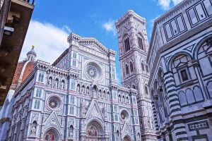 Images Dated 18th July 2018: Vew of Saint Mary of the Flower Cathedral, Giottos Campanile and Brunelleschi s