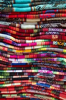 Craftsmanship Prints: A detail of the vibrant colors of northern Argentinian textiles from a street stand of