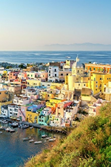 Crowded Prints: Vibrant colors of the old town seen from hilltop at sunset