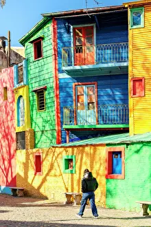 Buenos Aires Prints: Vibrant conventillo houses along Caminito street in La Boca, Buenos Aires, Argentina