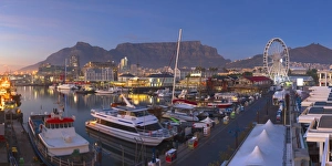 Victoria and Albert (V+A) Waterfront at dawn, Cape Town, Western Cape, South Africa