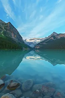 Rocky Mountains Prints: The Victoria Glacier on Victoria Mountain reflected in Lake Louise