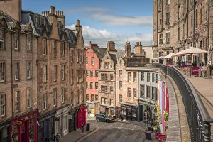 Victoria Street in Edinburgh Old Town, City of Edinburgh, Scotland, Great Britain
