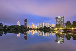 Vienna, Austria, Europe. The skyscrapers of Donau City in the morning dawn
