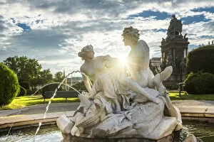Marble Gallery: Vienna, Austria, Europe. Tritons and Naiads fountain on the Maria Theresa square