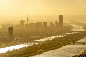 Vienna, Austria, Europe. View at sunrise of Vienna from Leopoldsberg