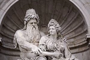 Vienna, Austria; Sculptural detail of a Baroque styled fountain
