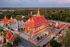 Vietnam Gallery: Vietnam, Bac Lieu Province, Bac Lieu, Chua Xiem Can, an aerial view of the Khmer pagoda