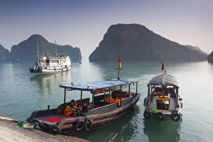North Vietnam Prints: Vietnam, Halong Bay, Tito Island, water taxis