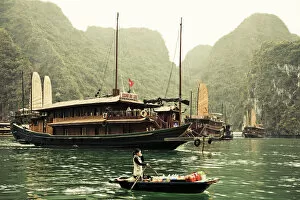 Images Dated 18th July 2013: Vietnam, Halong Bay and Tourist Junk Boat