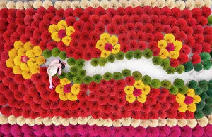 February Gallery: Vietnam, Hanoi, Quang Phu Cau village, a woman lays out thousands of Incense sticks