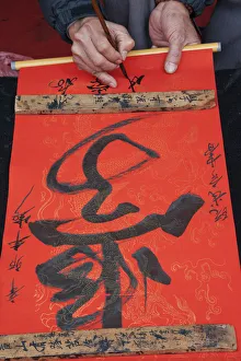 Images Dated 30th March 2011: Vietnam, Hanoi, Temple of Literature, Calligrapher
